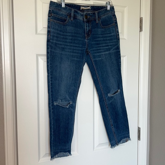 Free People Distressed Denim Cropped Skinny Jeans Size 28 - Picture 15 of 15